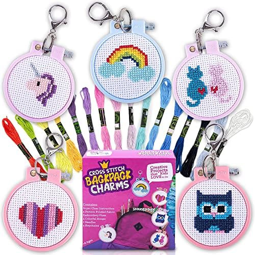 Cross Stitch Kit for Kids - 5 Easy Stamped Embroidery Kits for Beginners