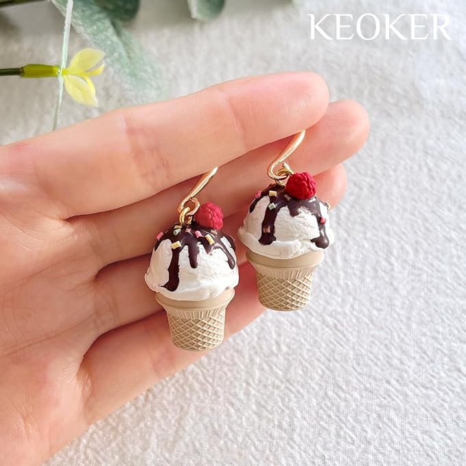 Keoker Ice Cream Polymer Clay Molds, 5 Shapes 3 Sizes Summer Silicone Polymer Clay Earring Molds, Polymer Clay Ice Cream Cone Mold