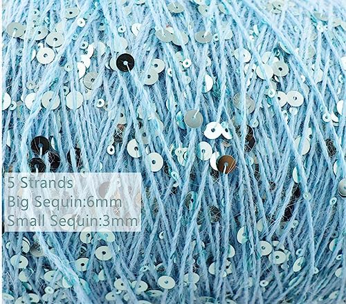 Shimmering Sequin Cotton Yarn 153yard Sparkling Thread Crochet Strings for Headband Beanie Knitting Sweater Weaving DIY Stitch Winter Accessories Rag Doll (Pink)