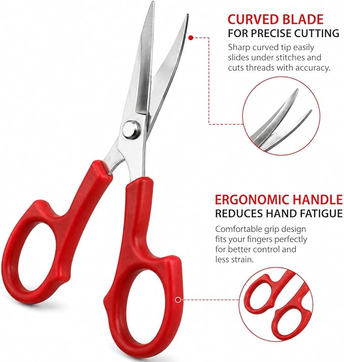 Sewing Seam Ripper Tool,Stitch Remover and Thread Cutter with 2Big+2Small Seam Rippers,1 Pack Thread Snips,1Pack 5”Scissor