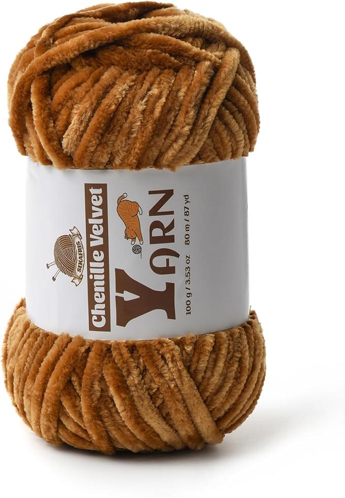 Chenille Crochet Brown Yarn 1 Pack