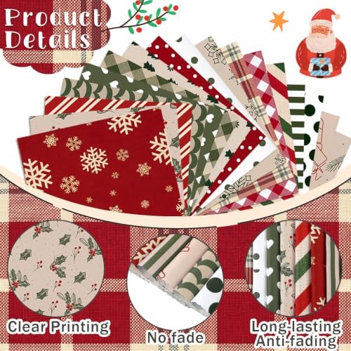 HunnmingRe 20 Pcs 10''x10'' Vintage Christmas Quilting Fabric Square