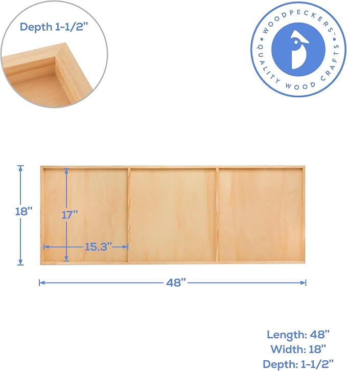 Painting Panel 18 x 48 x 1-1/2-inch, Pack of 5 Large Wood Canvas Boards for Painting, Blank Sign for Wall Art Sets, by Woodpeckers