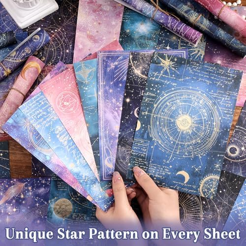 icceemee 160 Sheets of Starry Sky Scrapbook Paper, journaling Scrapbook Supplies Craft Collage Paper Set, Junk Journal Bullet Journal Poster Room Decor for Card Making Decorative Gifts