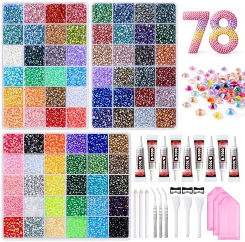 Flatback Rhinestones for Bedazzling Kit with Glue, for Nail Gems and Charms