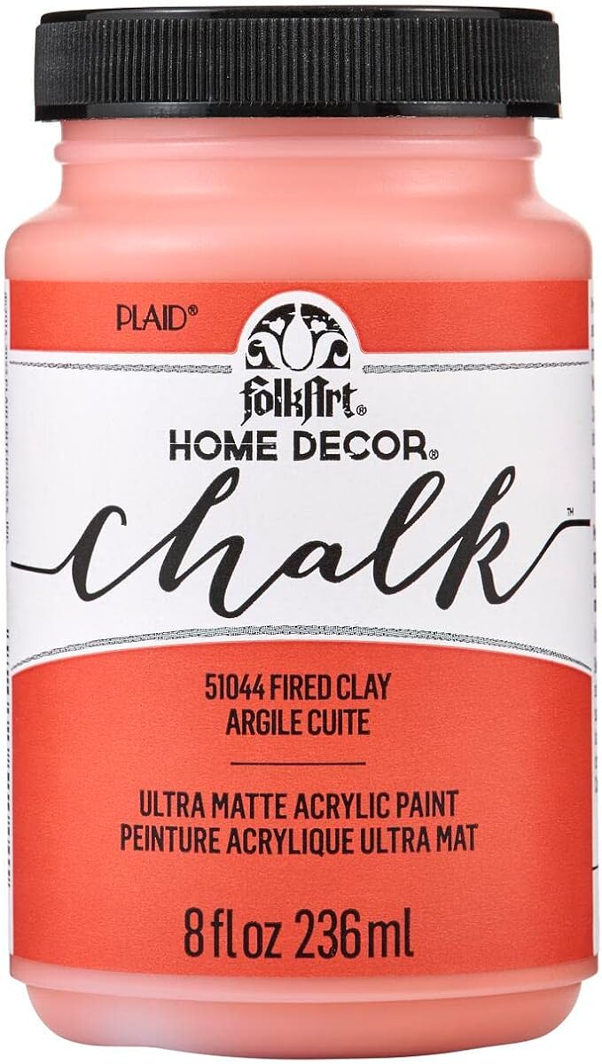 FolkArt Home Décor Chalk Paint, Fired Clay 8 fl oz Acrylic Craft Paint with an Ultra Matte Finish, 51044
