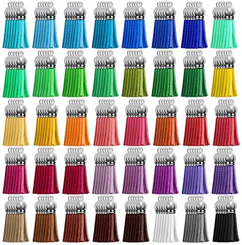 Cridoz 200pcs Leather Keychain Tassels Bulk for Crafts, Acrylic Blanks, Charms, Earrings, Bracelets and Jewelry Making (40 Colors)