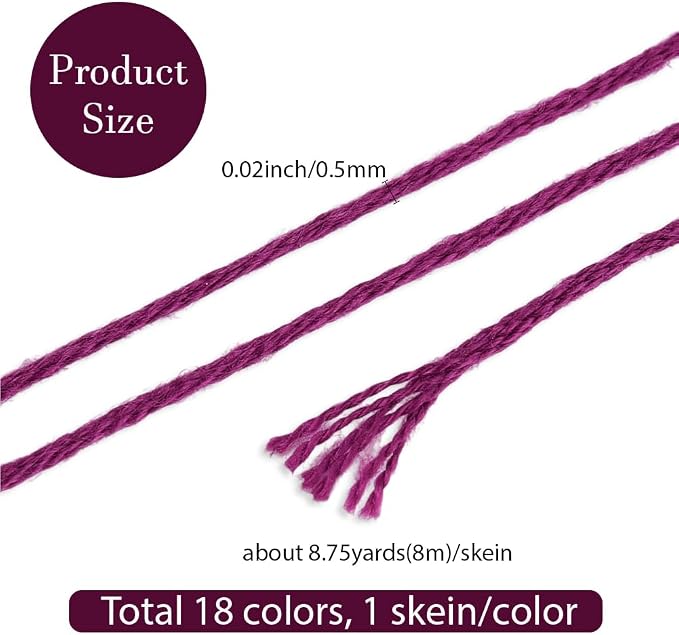18 Skeins 6 Strands Pink Embroidery Thread Floss for Hand Sewing