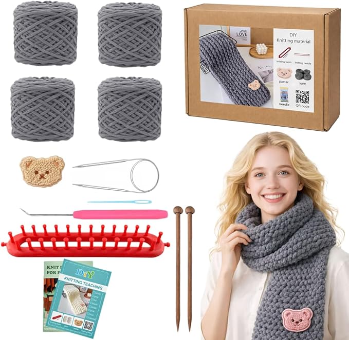 Novelchet Knitting Loom Kit for Scarf, Easy Knitting Set with Instructions