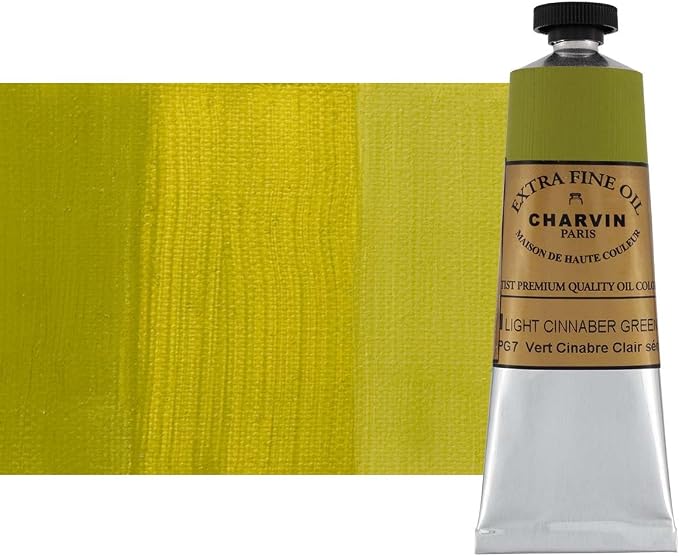 Charvin Extra Fine Oil Paint, Cinnabar Green Light 60 mL - Triple-Milled, Rich Texture, Poppy Oil-Based, Light-Fast, Handmade, Archival Quality