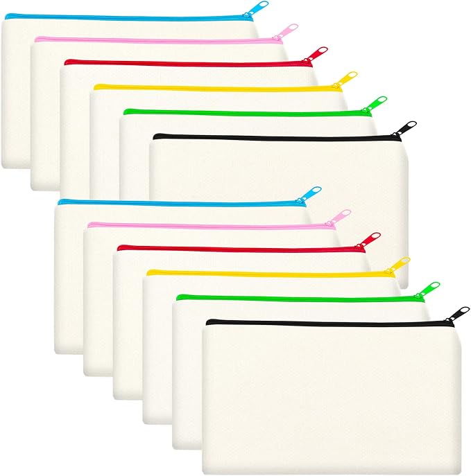 Legigo Blank Canvas Bags Zipper Pouch Makeup Bags Pencil Pouch Bulk | Multi-Purpose, Sturdy Canvas Pouch with Zipper, Cosmetic Travel Toiletry Bag for DIY Crafts, Gifts & Storage, 8.3 x 5 Inch