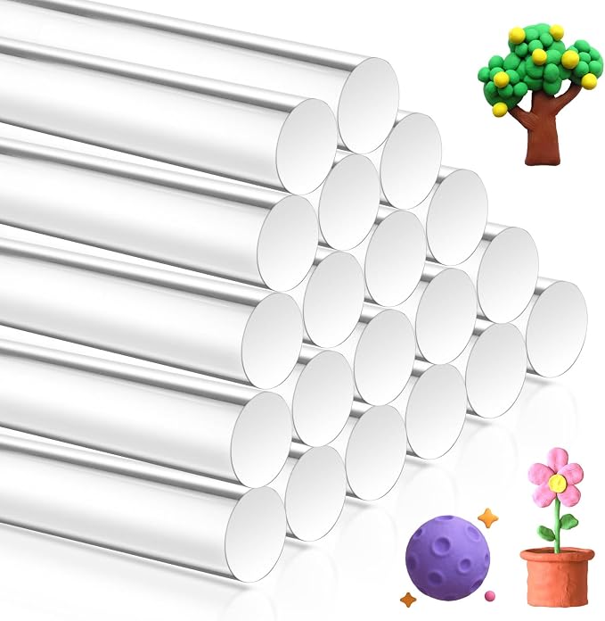 20 Pcs Acrylic Clay Roller, 6.5 Inch Round Tube Roller Pin Plastic Rolling Pin Clear Clay Bar Bulk for DIY Handmade, Art Craft DIY