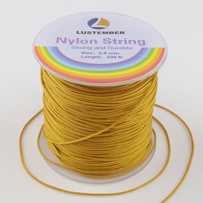 LUSTEMBER 0.8mm Nylon String, Strong Bracelet String, Durable Nylon Cord for Jewelry Making, Bracelets, Beading, Necklaces, Rattail Braiding, Kumihimo, Wind Chimes, Blinds and Handicrafts