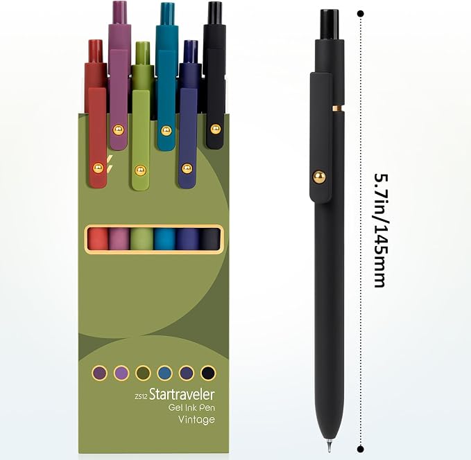 FIOVER Colored Gel Pens 6 Pack 0.7mm Medium Point Pens for Journaling