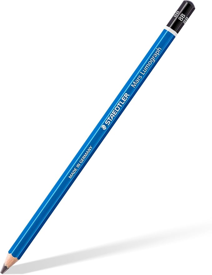 STAEDTLER Mars Lumograph 8B Graphite Art Drawing Pencil, Soft, Break-Resistant Bonded Lead, 12 Pack, 100-8B