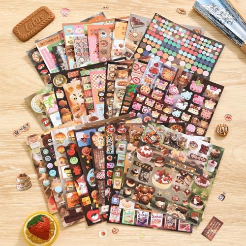 Girl's Japanese Retro Sticker Book, 1000+ Cute Comics Style Food Stickers, for DIY Scrapbooking Journaling Handbook Decoration
