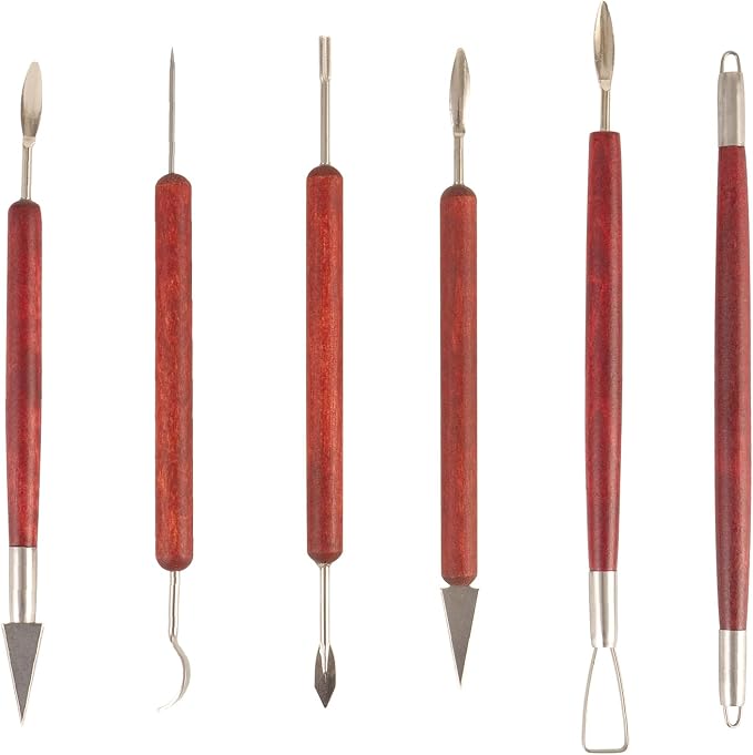 DIYOOHOMY Double-Ended Clay Sculpting Tools Set, 6 Pcs Pottery Carving Tools for Polymer Air Dry Clay, Professional Ceramic Modeling, Trimming, Shaping, DIY Crafts Supplies