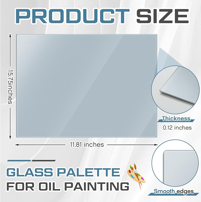 Nuanchu 1 Pcs Tempered Glass Palette for Oil Painting, 12 X 16 Inches Grey