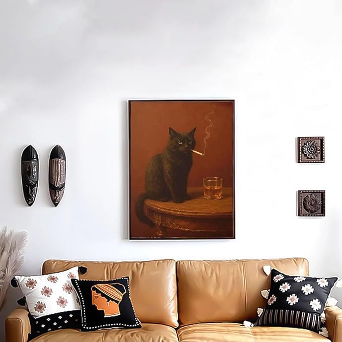 YOLENIX Black Cat Paint by Numbers Kit for Adults Beginner (Without Frame) | Paint by Number Kits on Canvas DIY Acrylic Oil Easy Painting by Numbers for Home Wall Decor Gift12X16 in