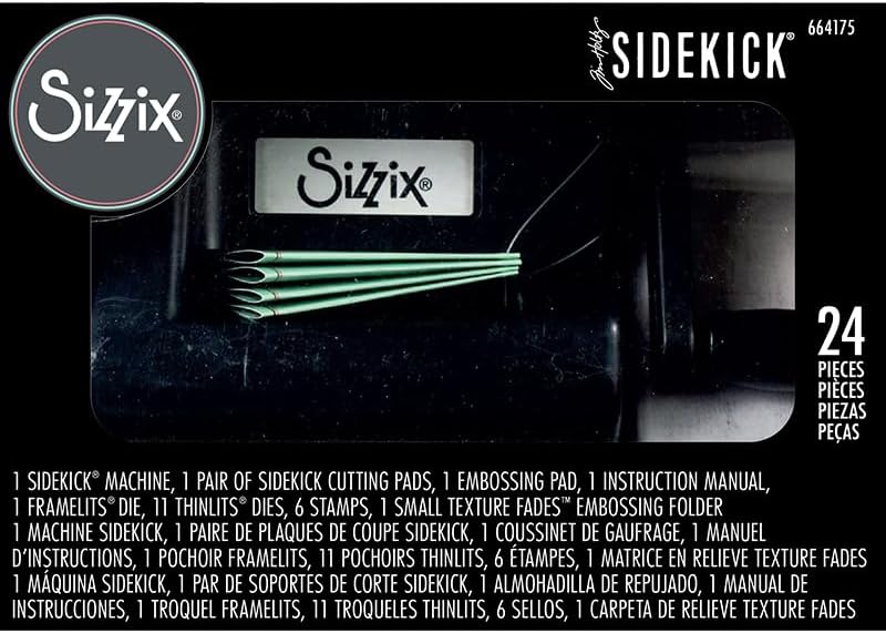 Sizzix Portable Manual Die Cutting & Embossing Machine for Arts & Crafts, Scrapbooking & Cardmaking, 2.5” Opening, One Size, Tim Holtz Sidekick Starter Kit