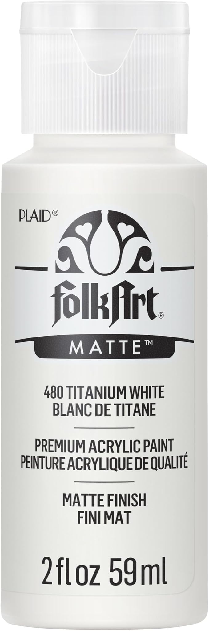 FolkArt Acrylic Paint in Assorted Colors (2 oz), 480, Titanium White