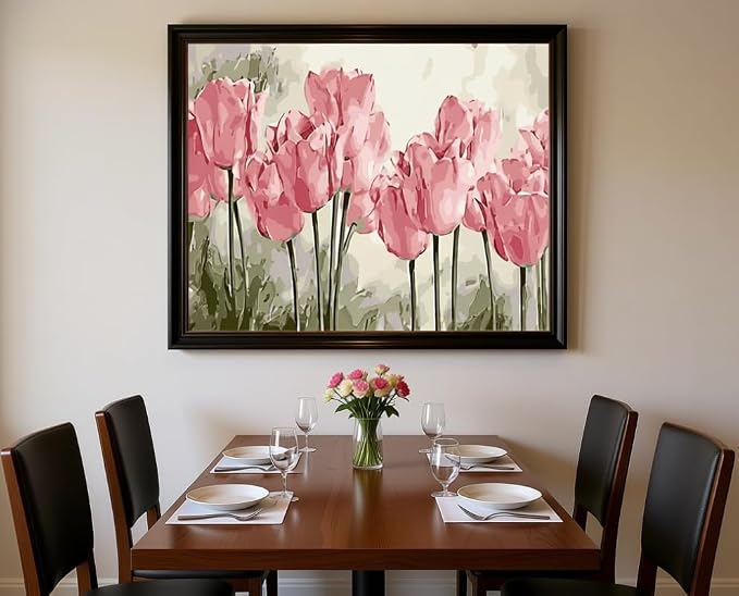 BAISITE Paint by Numbers Kit for Adults Beginners,20" Wx16 L Canvas for Painting Kits for Adults in Colorful Box Poppy Flowers-BSC002-Already Stretched on a Wooden Frame