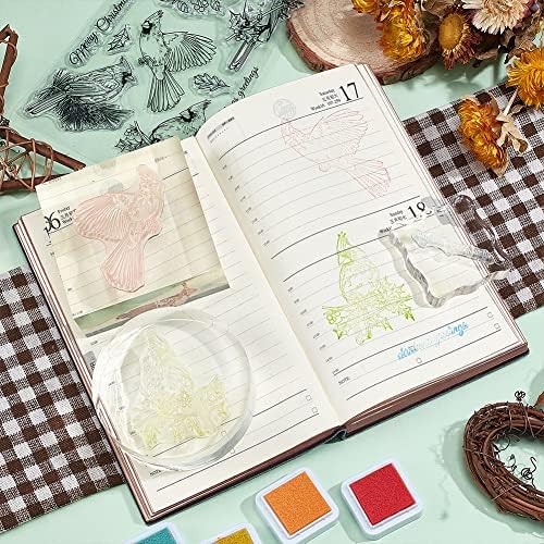 GLOBLELAND Christmas Cardinal Clear Stamp Christmas Transparent Stamp Winter Birds Silicone Stamps for DIY Scrapbook Journal Card Making