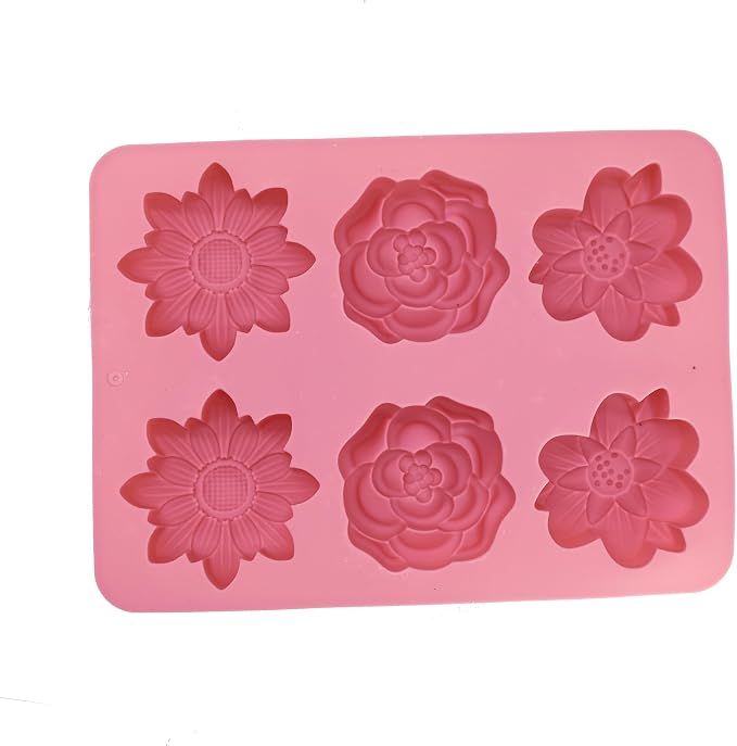 X-Haibei Elegant Flowers Soap Silicone Mold Jello Lotion Bar Cold Process Making Supplies 2oz, Dia. 2.5inch