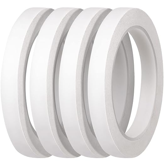 Thin Double Sided Tape for Craft,Card Making,Gift,Scrapbooking and Office School Stationery Supplies,Tear-by-Hand, Paper Backing (4Rolls,1/2 Inch x 32 Yards Per Roll)