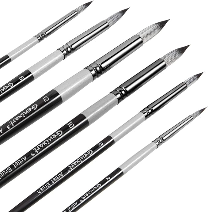Genixart Round Paint Brush Set – Art Paintbrushes Acrylic Oil Watercolor