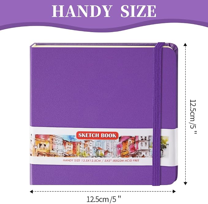 5x5 Pocket Sketch Book,80gsm Hardcover Art Sketchbook for Drawing Journal