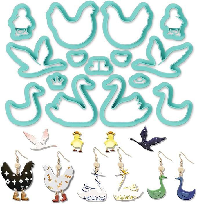 ORIGACH 15 Pcs Farm Animals Chicken Duck Polymer Clay Cutters Set
