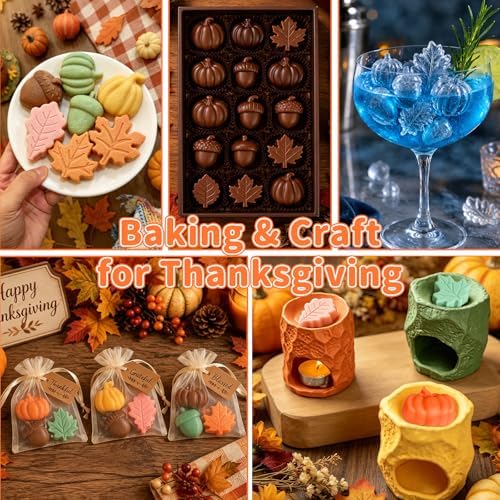 Fall Silicone Molds, Autumn Molds 3 Pack Silicone Pumpkin Thanksgiving Mold