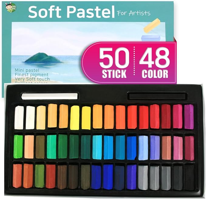 HA SHI Soft Chalk Pastels, 48 colors with additional 2pcs, Non Toxic Art Supplies, Drawing Media for Artist Stick Pastel for Professional, Beauty Nail Art, Pan Chalk Pastels