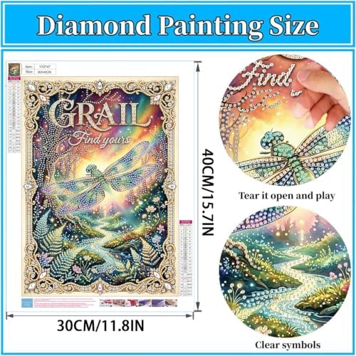 5D Diamond Art Kit for Adult, Dragonfly Special Shape Diamond Painting Kit