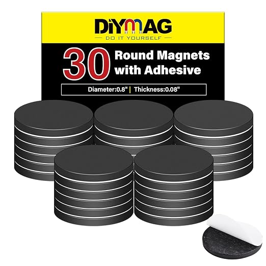 DIYMAG Magnets with Adhesive Backing, 30P Flexible Fridge Magnetic Dots