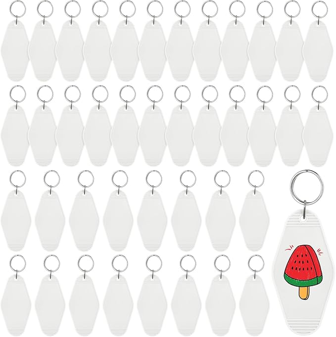 LOTMER 20/30/40/80 PCS Hotel Keychain Blank with Key Rings, 60 Colors Motel Key Chains for DIY Keychains