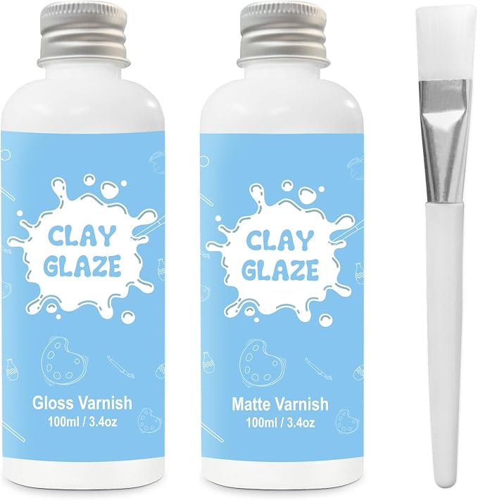 2 x 200ml Air Dry Clay Glaze, Protect Clay Surfaces, Gloss & Matte Glaze | Gloss & Matte Glaze, Air Dry Clay Varnish, Waterproof, Dustproof,Prevents Clay Scratches & Wear