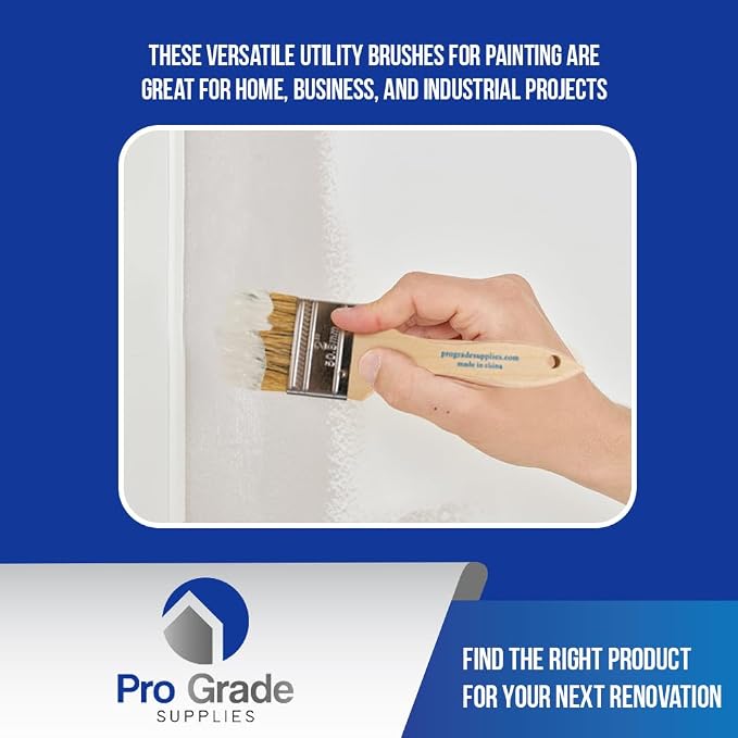 Pro Grade Chip Brushes, Disposable Paint Brushes, Assorted Sizes, 24 Piece | Natural bristle, wood handle | 4 widths, 6 of each | For stain, varnish & glue | Cabinets, furniture, crafts