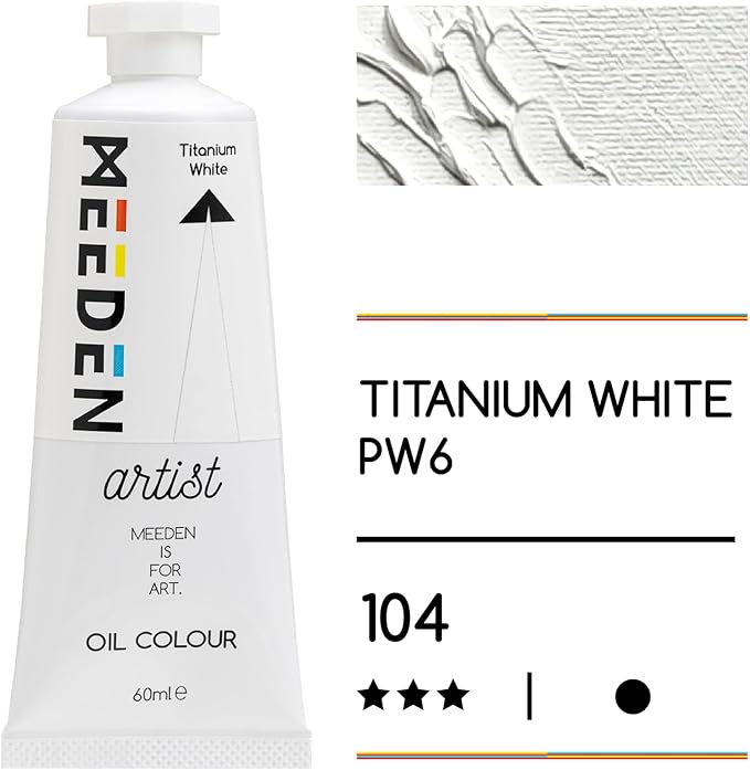MEEDEN Titanium White Oil Paint - Artist Grade 60ml/2oz Tube | Professional Art Paints and Supplies for Canvas Painting