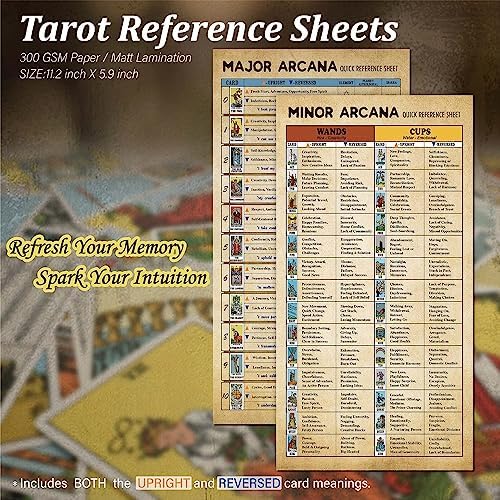 Joyppy 336 Pcs Tarot Stickers - 2.5" x 1.4" (6.3 cm x 3.6 cm) - 4 Sets RWS Full Deck Tarot Card Stickers for Tarot Journal & Planner - Tarot Cheat Sheets Included for Quick Learning & Spreads…