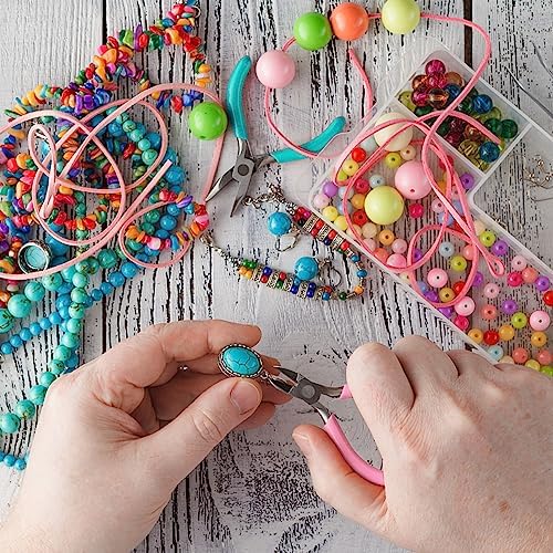 URSKYTOUS 5Pcs Jewelry Pliers Set Jewelry Making Pliers Tools Kit Include Jewelry Making Needle Nose Chain Nose Round Bent Pliers Wire Cutter for Bracelet Beading DIY Craft Jewelry Making Supplies