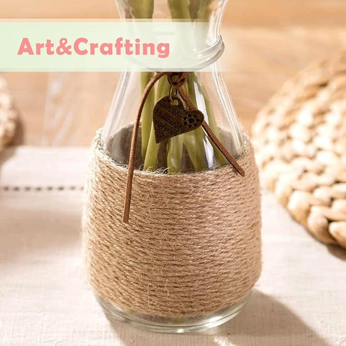 PerkHomy 1100FT Jute Twine String 2mm 3ply Natural Thin Twine for Craft Gardening Gift Wrapping Packing Material Wedding Christmas Decoration Bulk (Pack of 2)