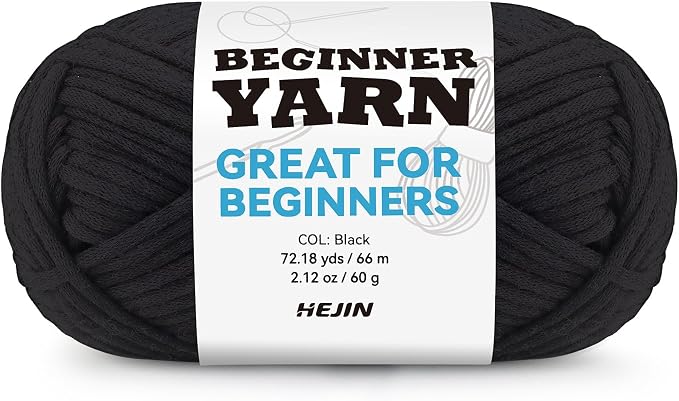 60g Black Yarn for Crocheting and Knitting;66m (72yds) Cotton Yarn for Beginners with Easy-to-See Stitches;Worsted-Weight Medium #4;Cotton-Nylon Blend Yarn for Beginners Crochet Kit Making