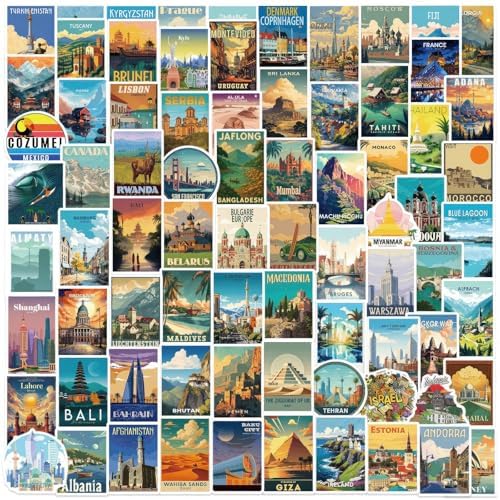 100Pcs Vintage World Map Stickers Set