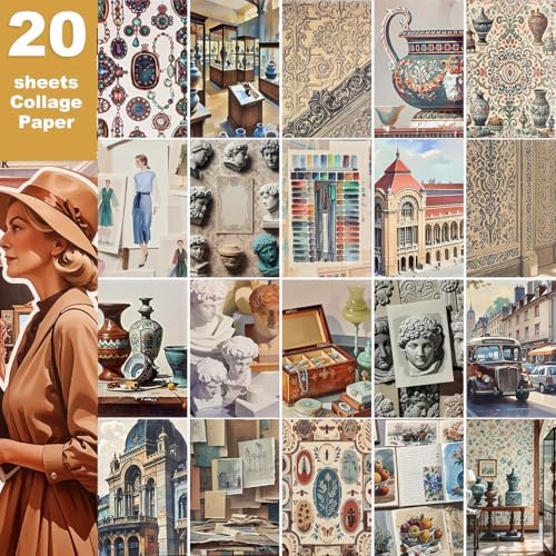 Scrapbooking Stickers 400 Pre-Cut Washi Stickers & 20 Scrapbook Papers Museum Vintage Sticker Books for journaling Scrapbooking Supplies