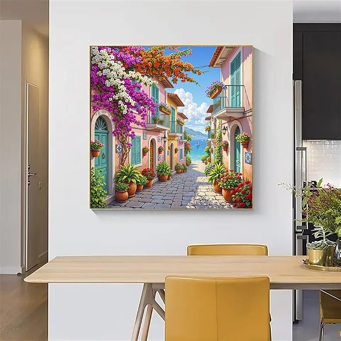 Seaside Scenery Diamond Art Kits for Adults,Landscape Diamond Painting Kit for Beginners, Round 5D DIY Dimond art,Full Drill Painting Kit Art and Crafts for Adults Home Wall Decor【13.8x13.8inch】