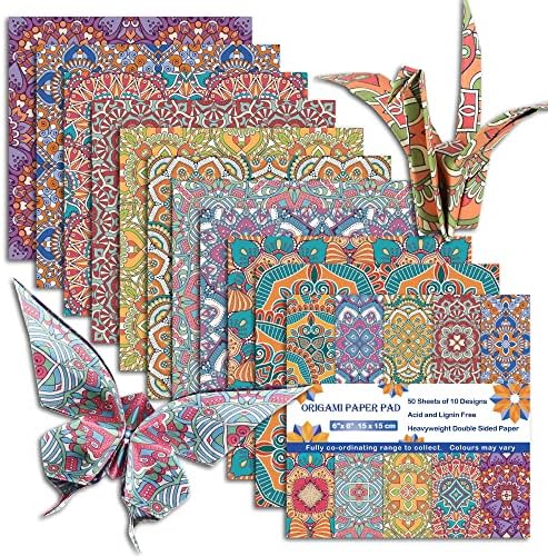 Origami Paper 6x6" Double Sided 50 Sheets 10 Colors Origami Kit,Craft Paper