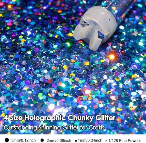 Renfio Holographic Chunky Glitter,16 Colors Glitter Set Each 10g/0.35oz