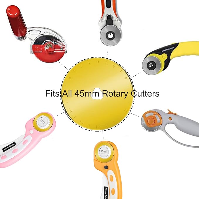 45mm Rotary Cutter Blades 5-Pack Titanium Replacement Blades Fits Fiskars, OLFA,Martelli,Dremel,Truecut,DAFA for Quilting Scrapbooking Sewing Arts & Crafts Sharp and Durable Cutter Blade